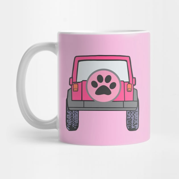 Pink Jeep with Paw Print by Trent Tides